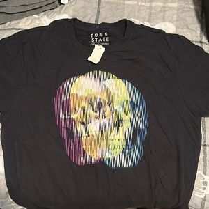 Large black crew neck graphic T